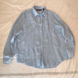 Perry Ellis Linen Button Down Shirt